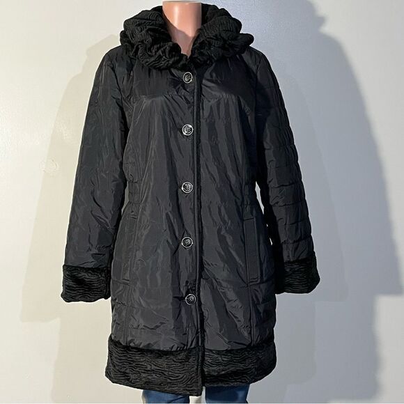 Dennis Basso Reversible Water Resistant to Faux Fur Coat - Picture 1 of 6